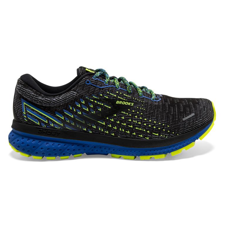 Brooks GHOST 13 Road Running Shoes Mens Outlet - Black/Blue/GreenYellow/Nightlife (FYG601792)